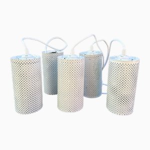Plafonnier à Suspension en Métal Blanc de style Mategot, 1950s, Set de 5