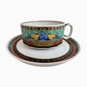 Le Voyage De Marco Polo Tea Cup and Saucer from Rosenthal Meets Versace, 1993