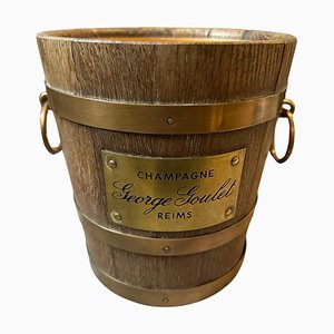 French Oak Wood and Brass Wine Cooler by Geraud Lafitte for George Goulet, 1940s