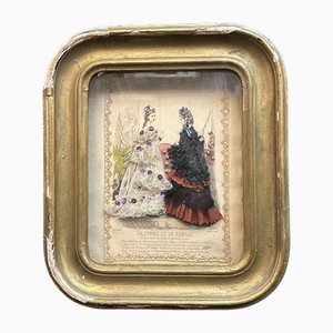 Diorama La Femme Et La Famille, Francia, metà XIX secolo, Stampa a pigmenti, Incorniciato