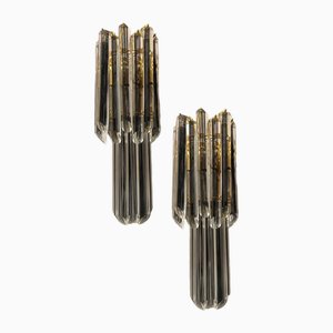 Murano Glass Black Prism Sconces, 1970s, Set of 2
