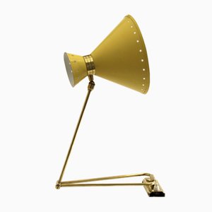 Yellow Diabolo Articulated Wall Light attributed to Rene Mathieu for Lunel, 1950s