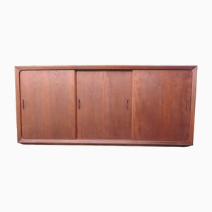 Credenza bassa con tre ante scorrevoli in teak, Danimarca, anni '60