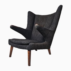 Fauteuil AP-19 Papa Bear en Laine Grise par Hans J. Wegner, 1950s