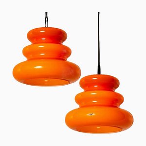 Lámpara colgante naranja de Peill & Putzler, años 60