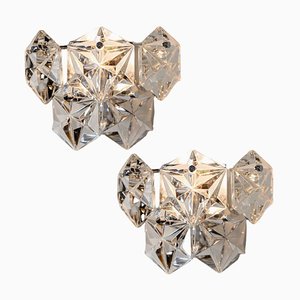 Faceted Crystal and Silver Chrome Sconce attributed to Kinkeldey, Germany, 1970s