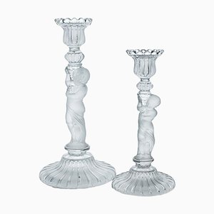 Angel Putti Candleholders from Baccarat, France, 1930, Set of 2