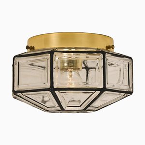 Iron and Clear Glass Flush Mount or Wall Light attributed to Limburg, 1970s