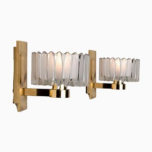 Brass and Glass Wall Lights from Hillebrand, 1970s, Set of 2