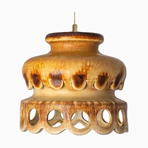 Lampada a sospensione in ceramica marrone, Danimarca, anni '70