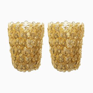 Barovier & Toso zugeschriebene Flower Wandlampen, 1990er, 2er Set