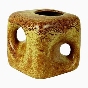 Midcentury Italian Ceramic Cube Vase by Roberto Rigon for Bertoncello, 1960s