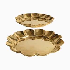 Hollywood Regency Messing Tabletts von Arvid Johansson, Arvika Konstsmide, 2er Set