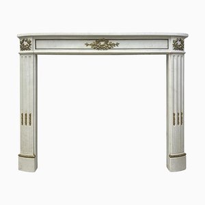 Antique French Empire Statuary White Marble and Ormolu Fireplace Mantel, 1815