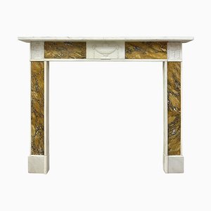 Antique Irish George III Statuary White and Siena Marble Fireplace Mantel, 1790s