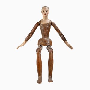 Italiano Ignoto, Gegliederte Maler-Schaufensterpuppe, 1790, Holz mit Glasdetails