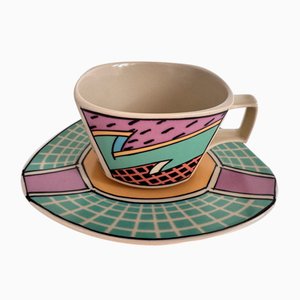 Tazze Flash One con piattino di Dorothy Hafner per Rosenthal, Germania, anni '80, set di 2