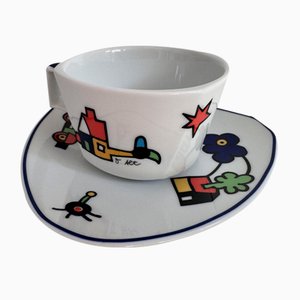 Flash Funny People Kaffeetasse mit Untertasse von Dorothy Hafner / Otmar Alt für Rosenthal Germany, 1980er, 2er Set
