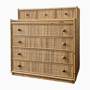 Italian Chest of Drawers in Bamboo and Wicker, 1960s