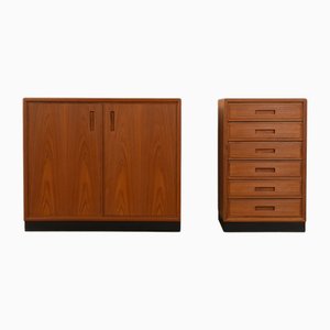 Commodes en Teck Marron, 1960s, Set de 2
