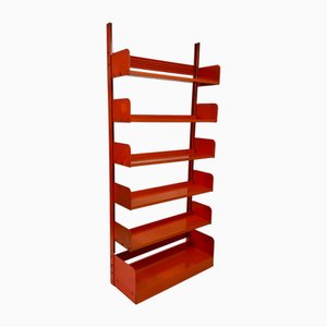 Libreria Congresso industriale in acciaio rosso di Lips Vago, anni '60