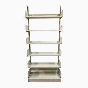 Industrial Congresso Bookcase or Shelving System in White Steel by Lips Vago, 1960s
