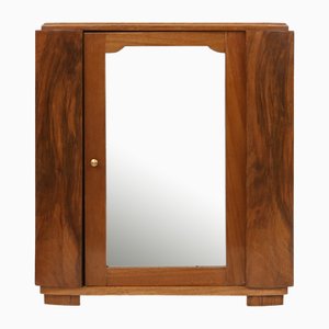 Small Art Deco Cabinet in Wood with Mirror, 1930
