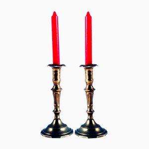 Vintage Gold Cast Bronze Candlesticks from Fonderia Darte, Set of 2