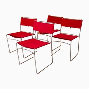 Sedie Delfina vintage rosse di Enzo Mari per Driade, 1980, set di 4
