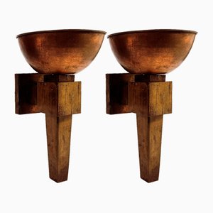 Große Art Deco Wandleuchten, 1930er, 2er Set