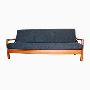 Divano vintage pieghevole in bouclé nero, Danimarca, anni '70