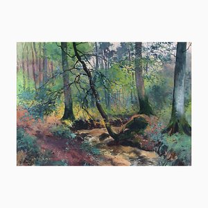 Warnie Stanislas, Paysage de Forêt d'Été, 1915, Aquarelle