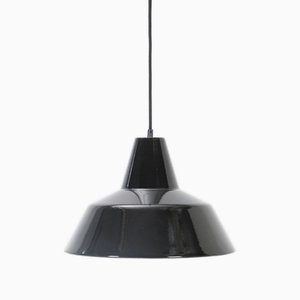 Large Black Enamel Workshop Pendant Lamp from Louis Poulsen, 1960s