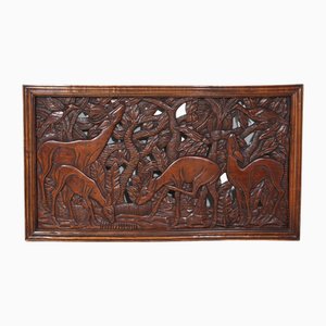 Art Deco French Oak Pierced Carving Wall Panel, 1925