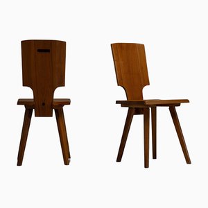 S28 Chairs in Elm Wood from Pierre Chapo, France, 1972