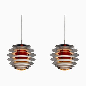 Lampadario a contrasto attribuito a Poul Henningsen per Louis Poulsen, Danimarca, 1962