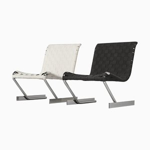 Sillones de cromo y lona, Italia, años 70. Juego de 2