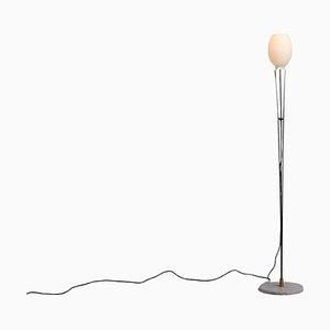 Lámpara de pie italiana de latón y vidrio de mármol de Stilnovo, 1960