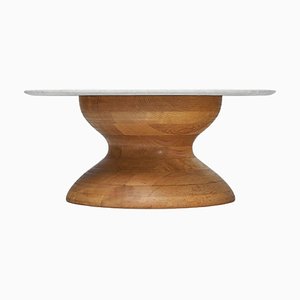 Brutalist Coffee Table in Oak and Marble by Axel Einar Hjorth, 1960