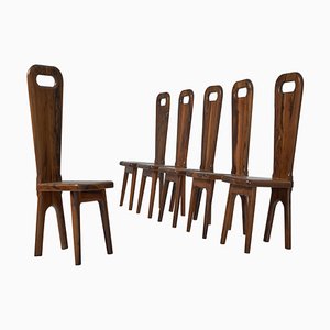 Sillas de madera de olivo, 1960. Juego de 6