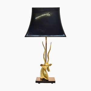 Deer Head Table Lamp in Brass, France, 1975