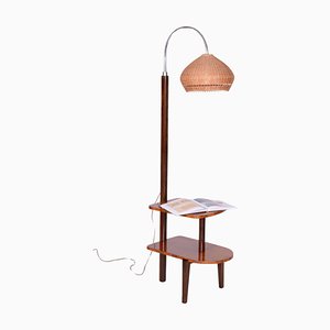 Art Deco Walnut Floor Lamp attributed to J. Halabala for Up Závody, 1930s