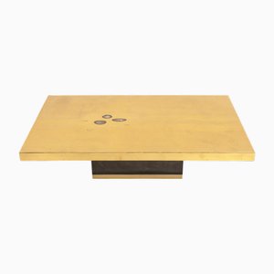 Coffee Table in Etched Brass by Lova Creation, 1980s