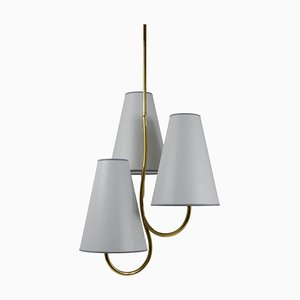 Lampada a sospensione Mid-Century curva in ottone attribuita a JT Kalmar per Kalmar, Vienna, anni '40