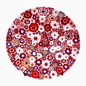 Dekorative Runde rote Murano Glas Untertasse von Yourmurano