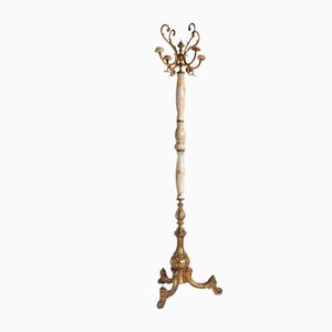 Italian Brass & Marble Free Standing Coat Rack, 1960s