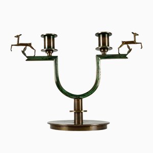 Portacandele in bronzo di Nils Fougstedt per Fabriks AG Kronsilver, 1930