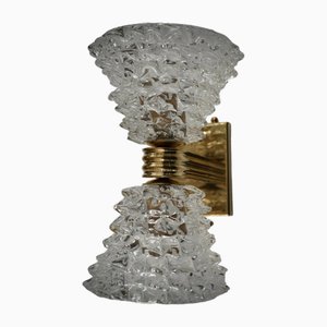 Murano Round Art Glass and Brass Transparent Color Wall Light, 2000