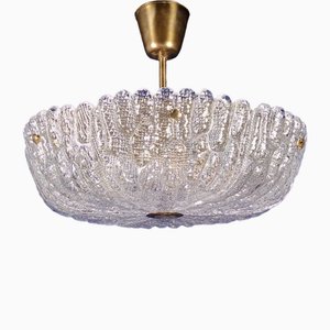 Vintage Brass and Crystal Embassy Pendant Lamp by Carl Fagerlund for Orrefors, 1960s