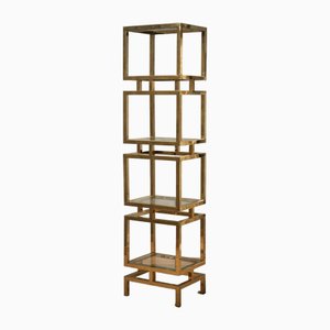 Mid-Century Italian Brass and Glass Bookcase, 1980